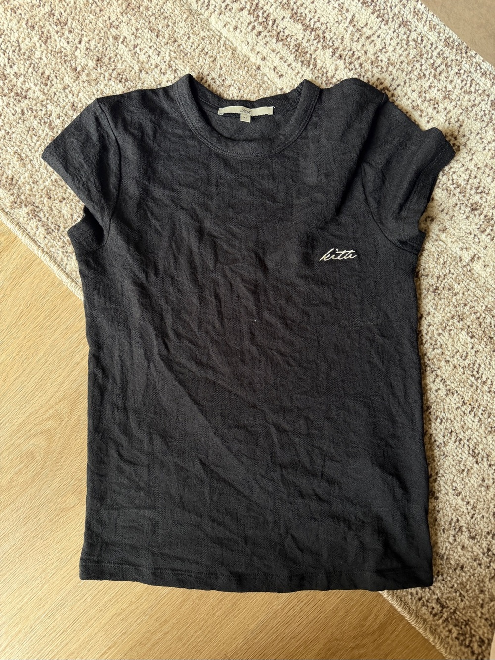 Kith LISA COLLAB Black Tee with White Script Logo